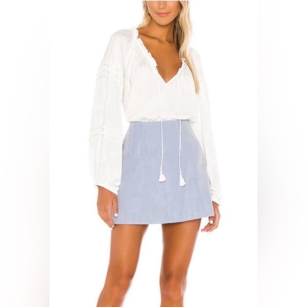 Free People Light Blue Sueded Mini Skirt